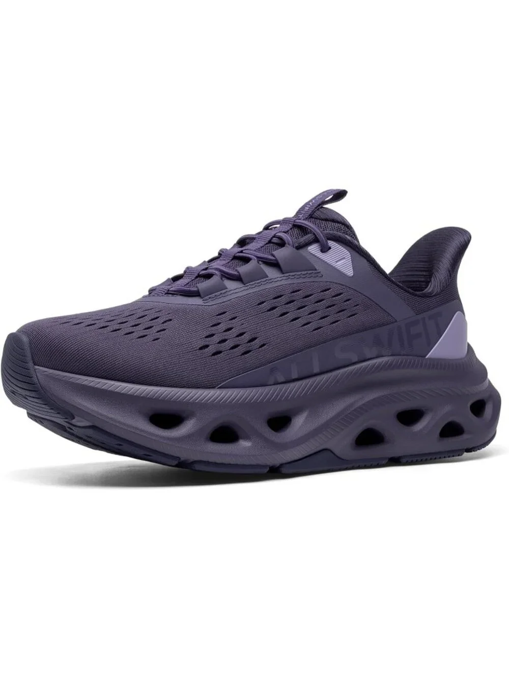 Women's Purple Walking Shoes Non Slip Lace Up Round Toe Athletic Tennis Sneakers